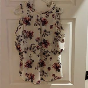 Open shoulder floral blouse